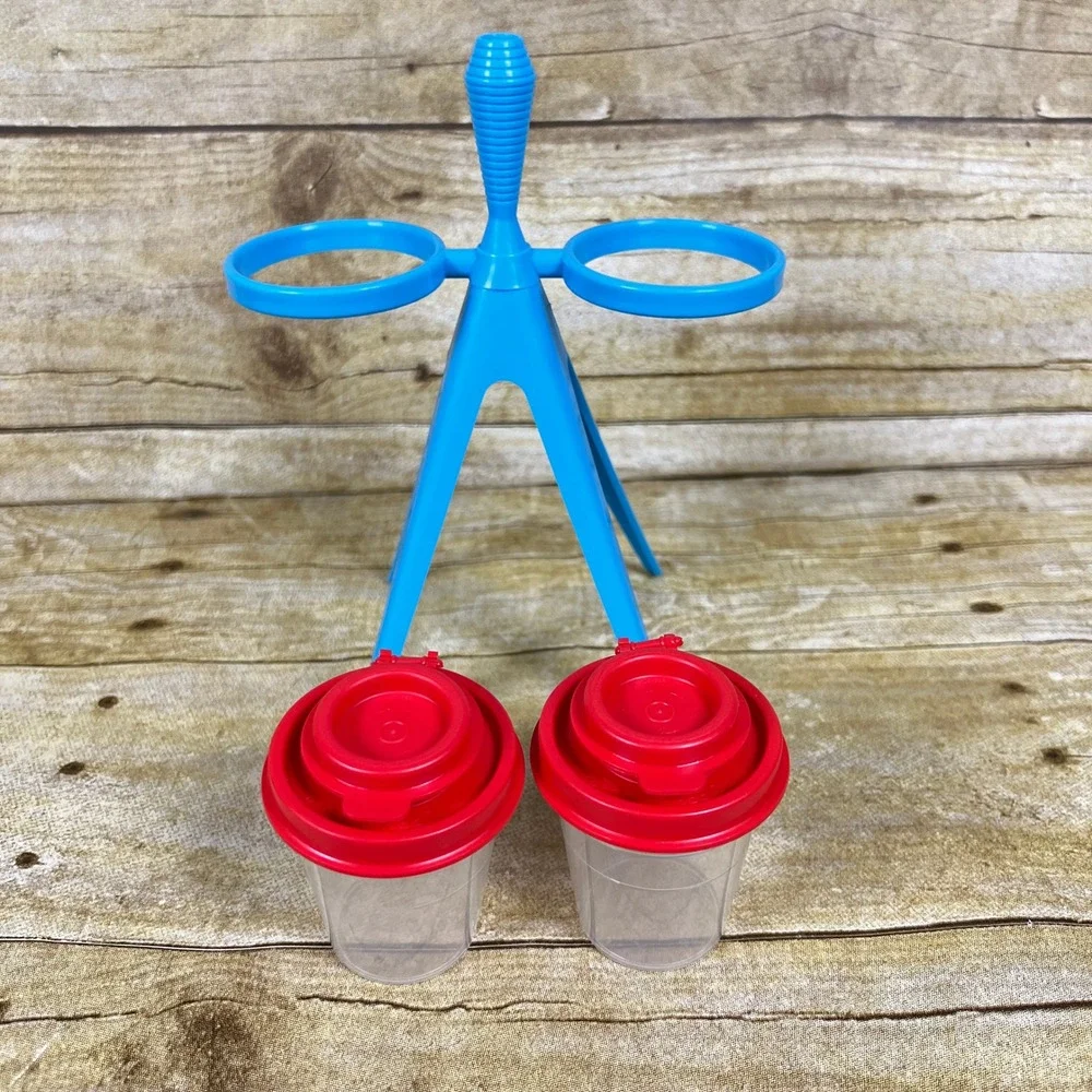 Tupperware Tupper Mini Salt and Pepper Shaker Set with Caddy Toothpick Holder